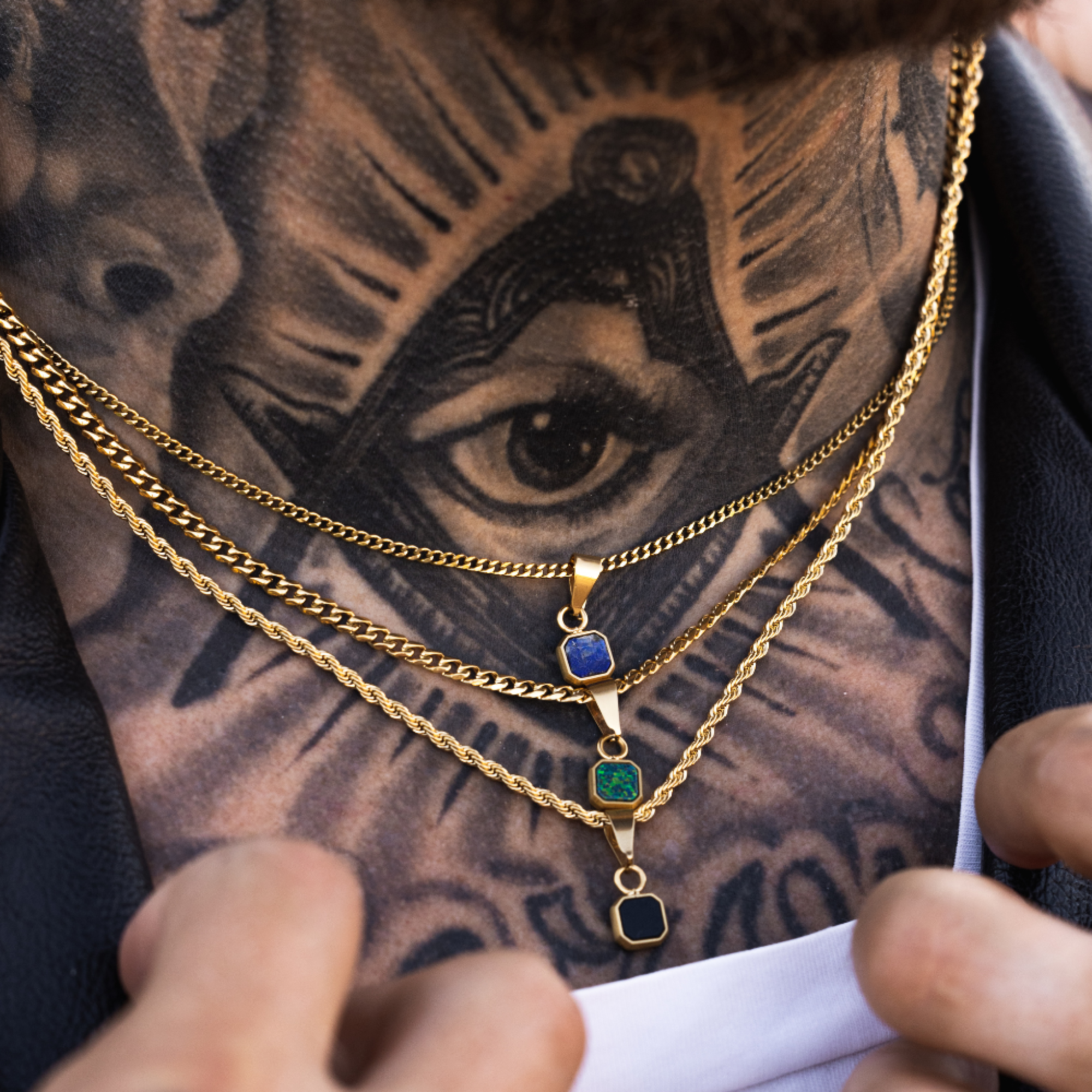 Multi Gemstone Necklace Mens Gemstone Necklace Green Aventurine