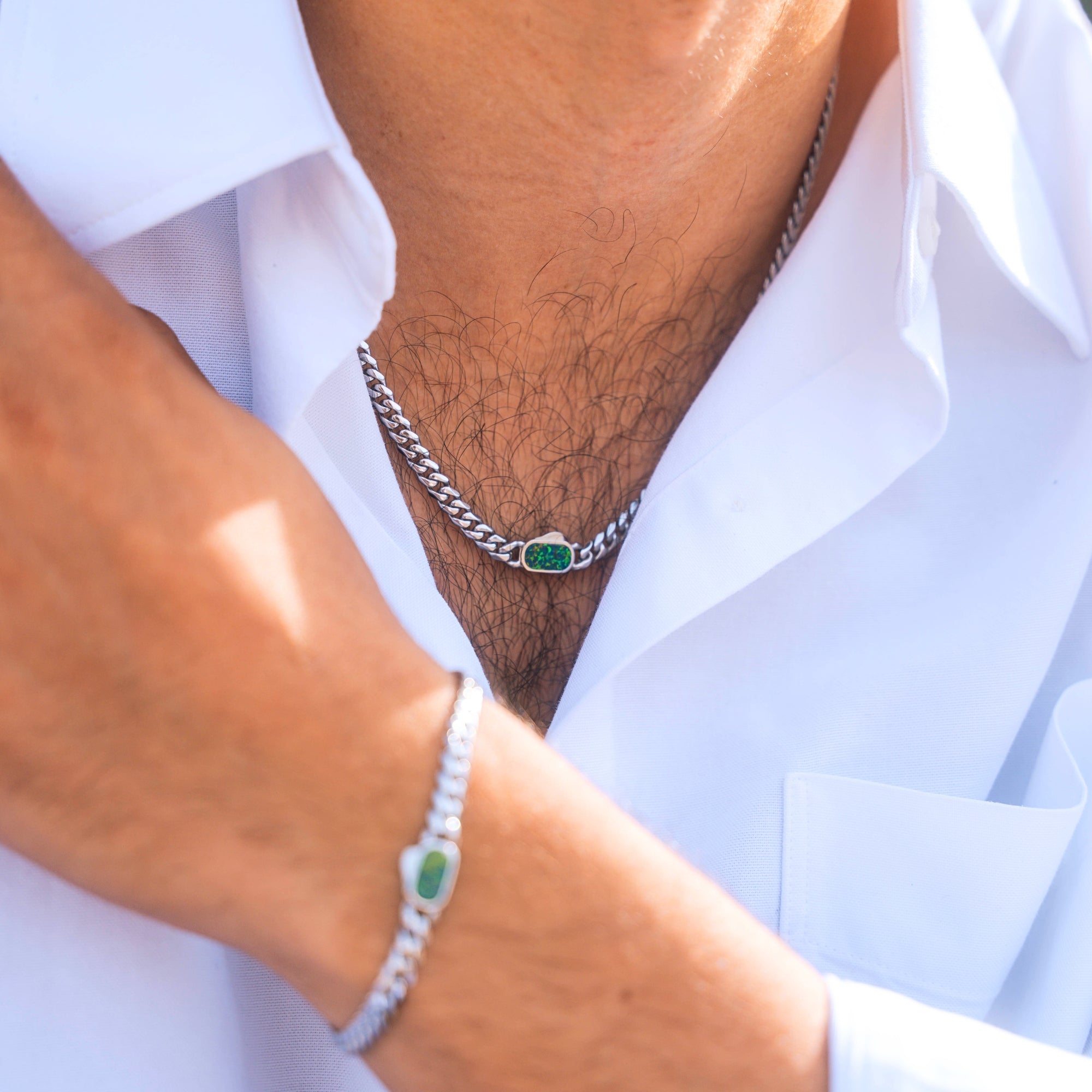The Opal Collection - Green Gem Opal Pendants, Chains & Rings For Men