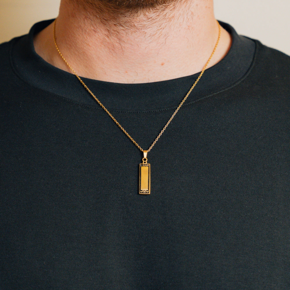 Gold Monolith Pendant - Mens Gold Necklaces - By Twistedpendant