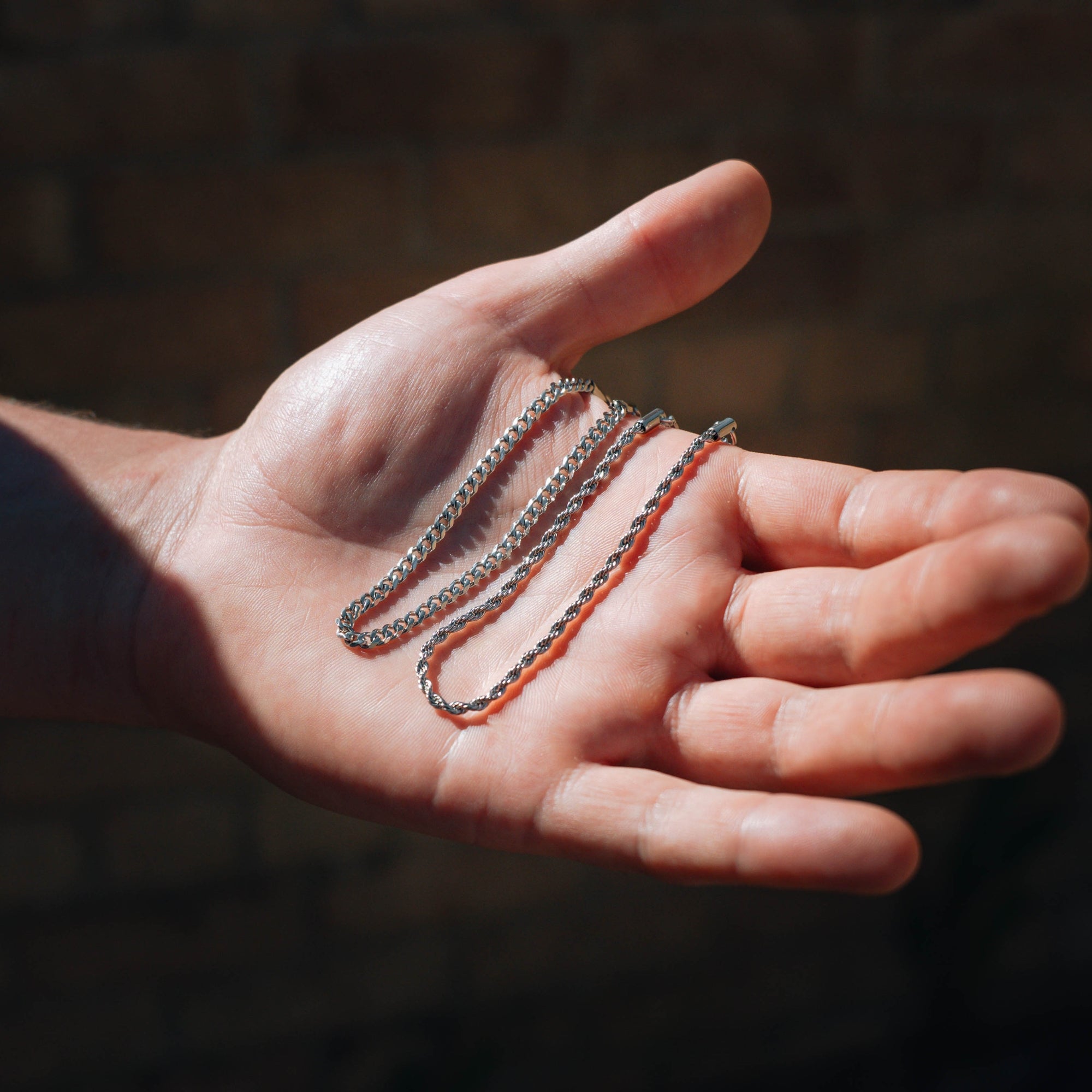 Silver Cuban + Rope Stack Chain Necklace Set For Men By Twistedpendant