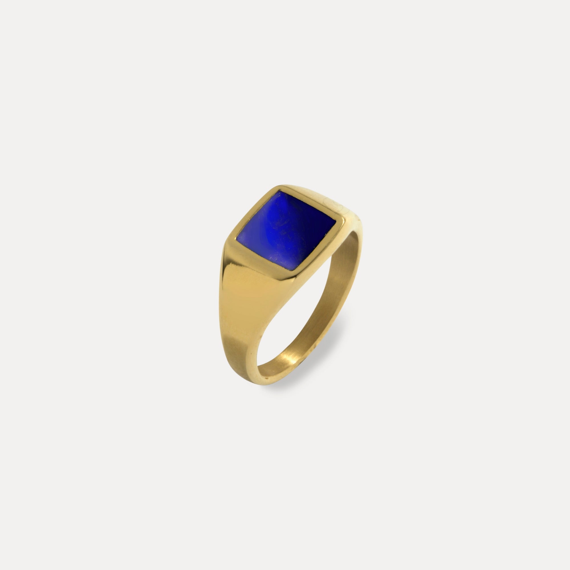 Mens Rings - Gold Lapis Lazuli Signet Ring For Men - By Twistedpendant