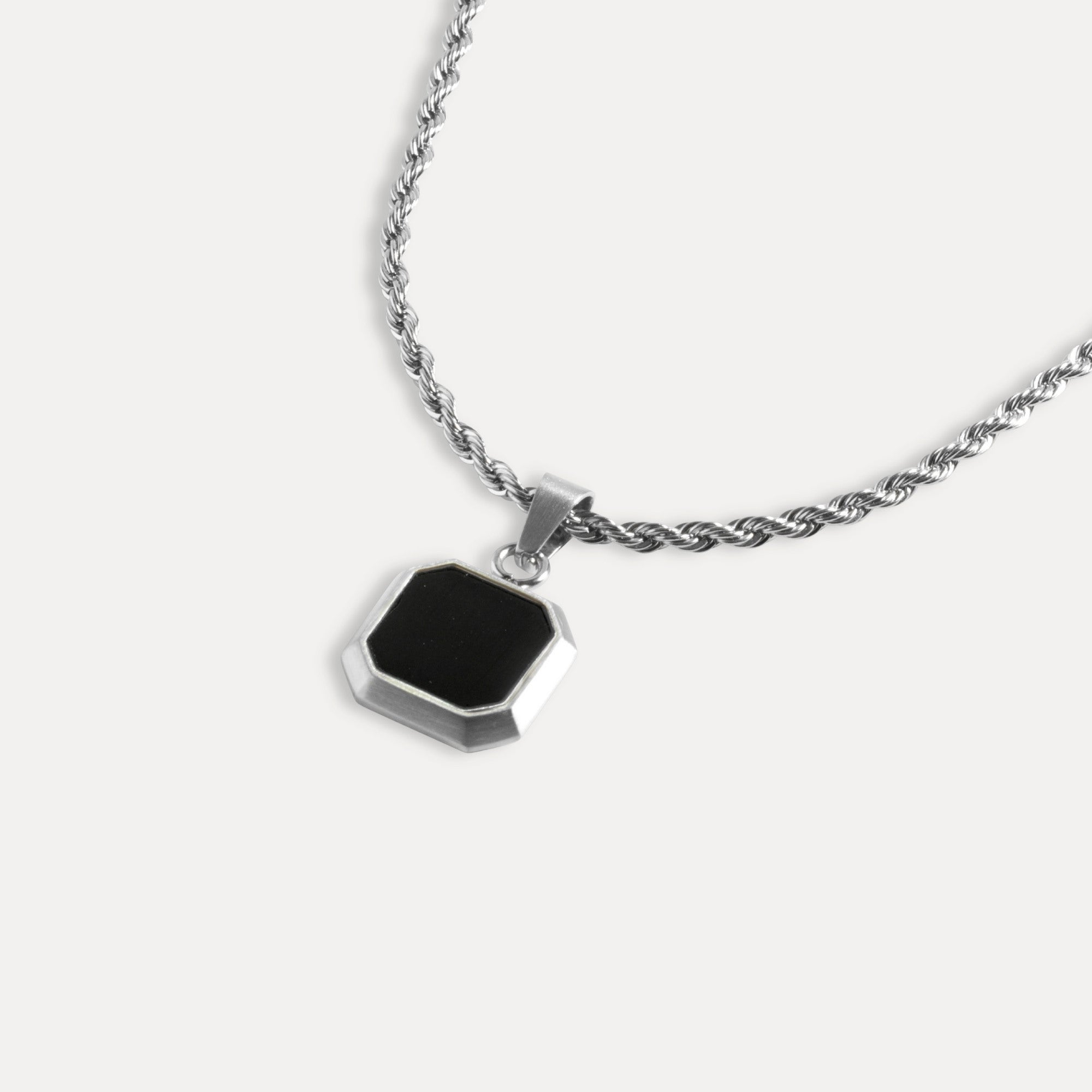 Black & Silver Onyx Pendant | Mens Neckalces | Twistedpendant