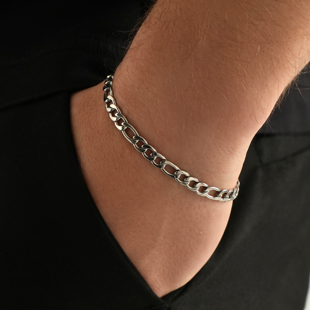 Men's Silver Figaro Bracelet (5MM) - Mens Bracelets | Twistedpendant