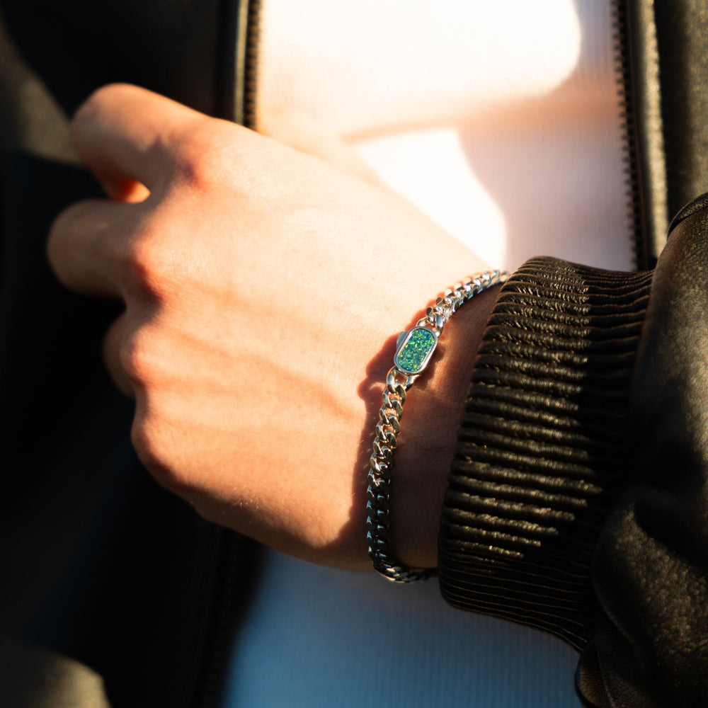 Opal Cuban Bracelet (5MM) - Silver
