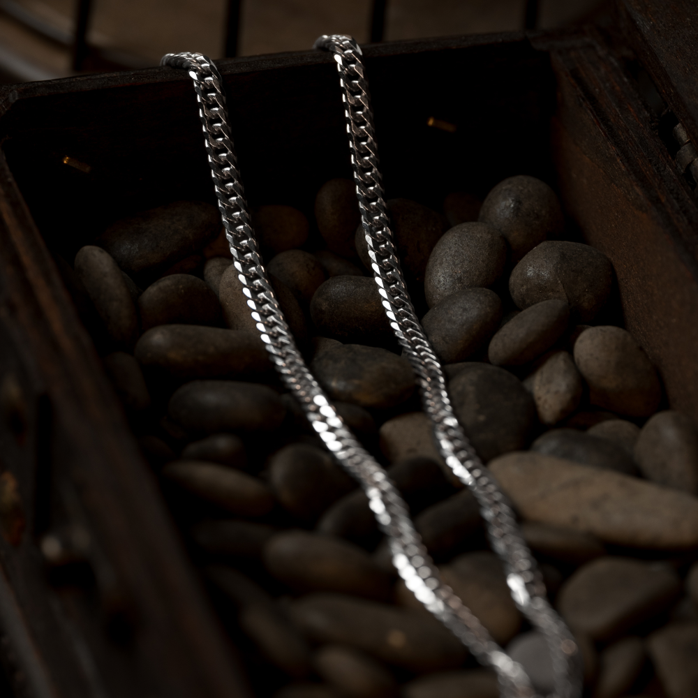 4mm Silver Double Curb Chain - Mens Silver Chain | By Twistedpendant