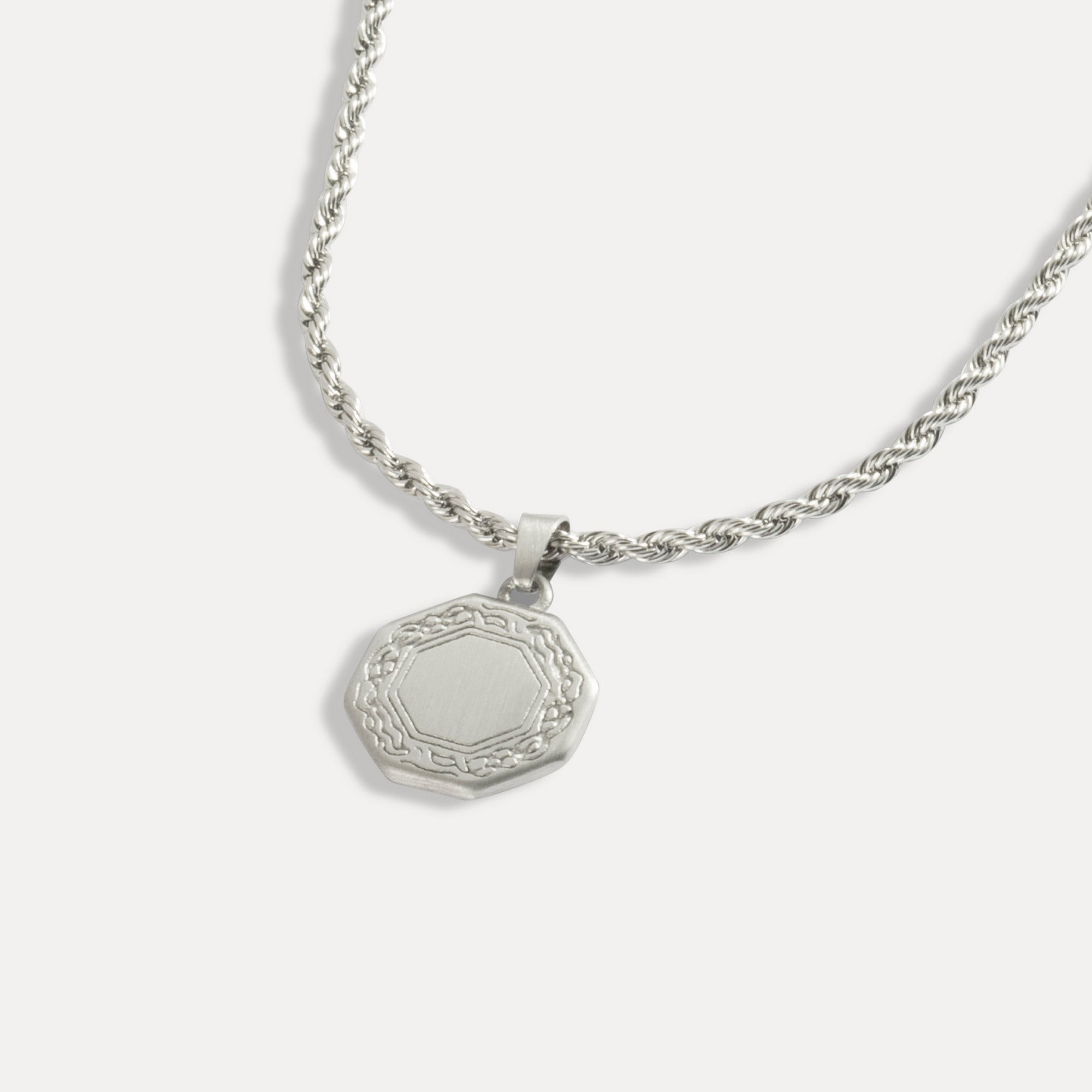 Men's Silver Octagon Pendant - Men's Small Necklace | Twistedpendant
