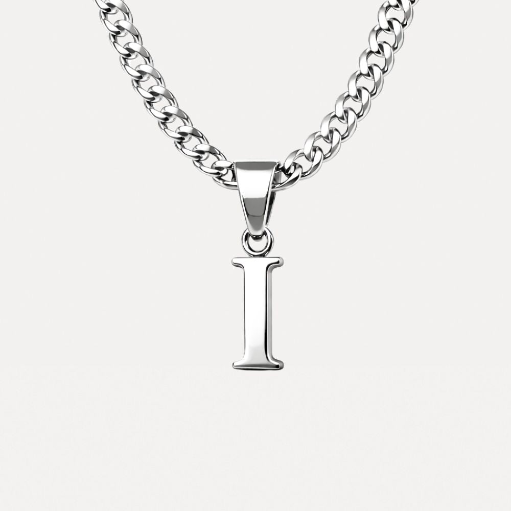Mini Initial with Cuban Chain - Silver