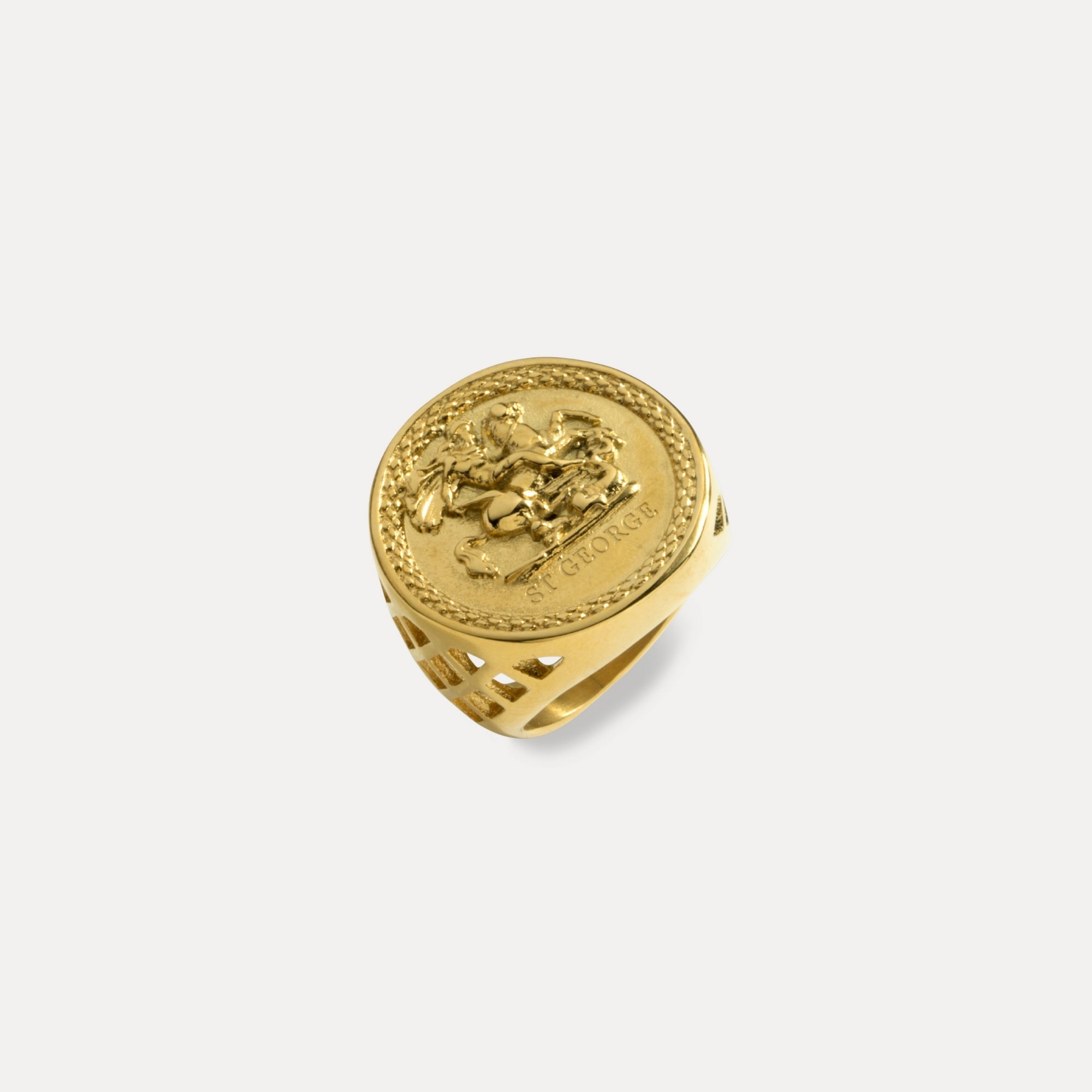 Men's Gold St George Ring - Buy Gold Sovereign Rings | Twistedpendant