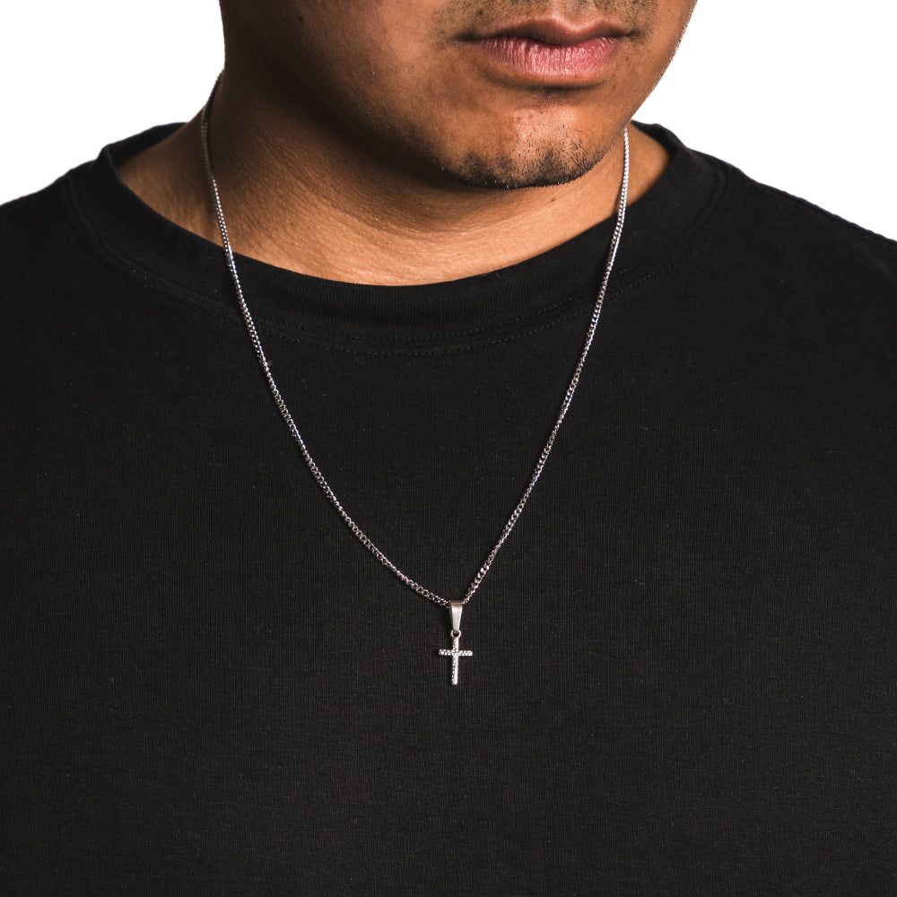 Micro Hammered Cross - Silver