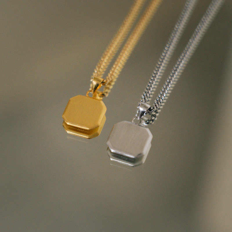 Gold Octagon Pendant with Cuban Chain - By Twistedpendant
