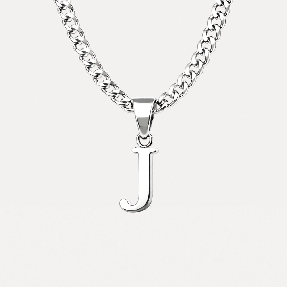 Mini Initial with Cuban Chain - Silver
