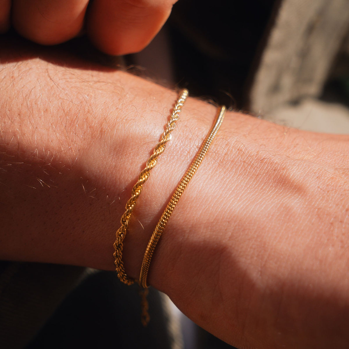Gold Rope + Snake Stack Bracelet