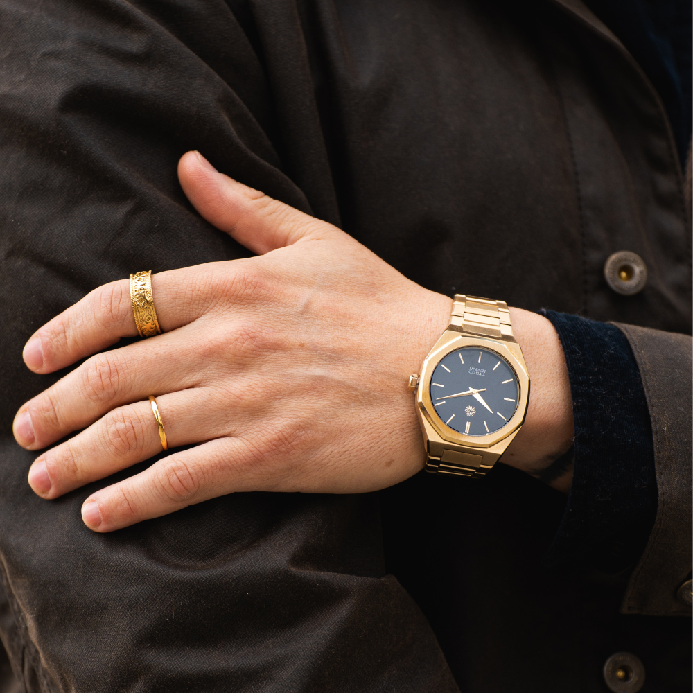 Mens Gold & Black Watch - Steel Watches For Men - By Twistedpendant