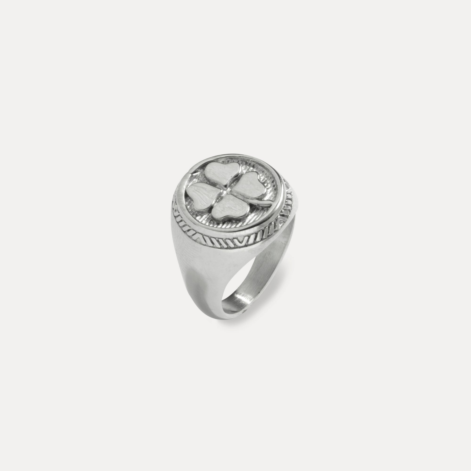 Silver Four Leaf Clover Ring - Signet Ring For Men - By Twistedpendant