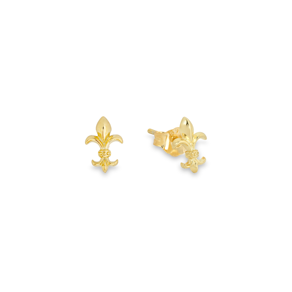 Silver Fleur Stud Earring - Mens Silver Earrings - By Twistedpendant