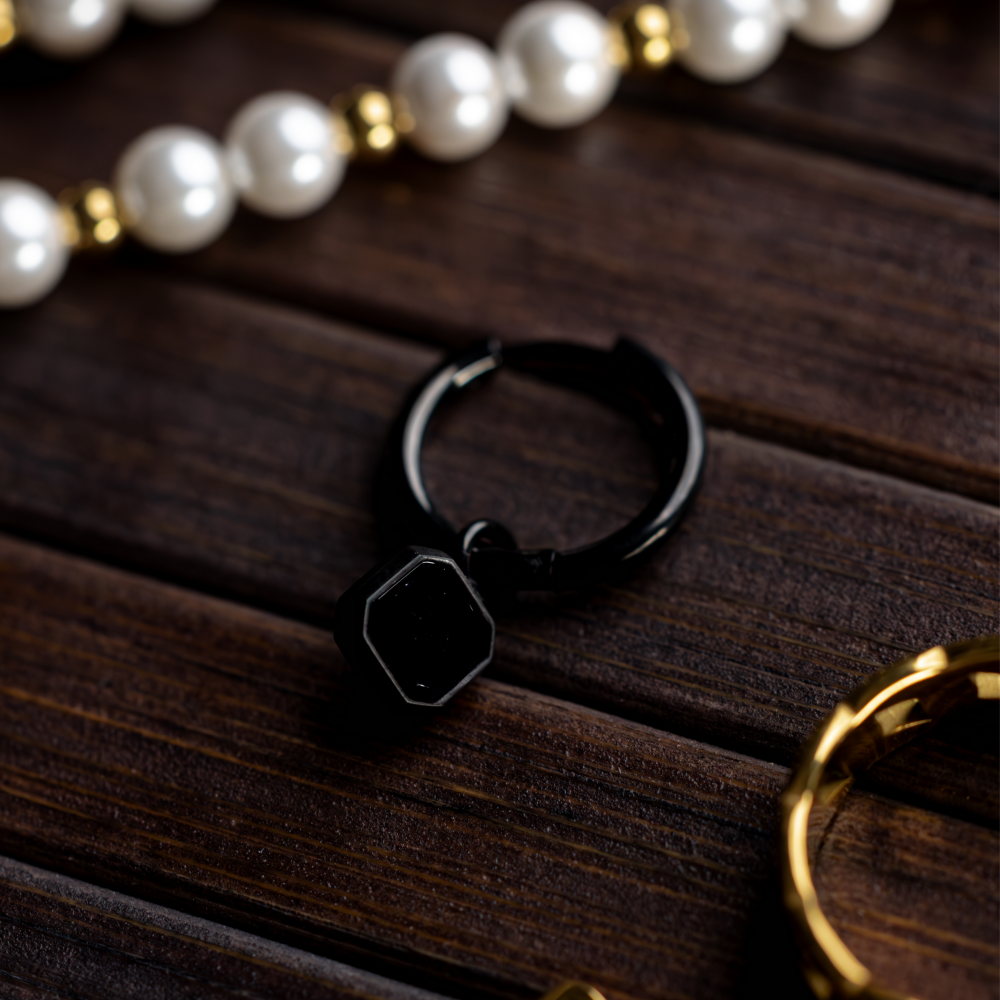 Mens Dangle Earring -Onyx Dangle Earrings By Twistedpendant