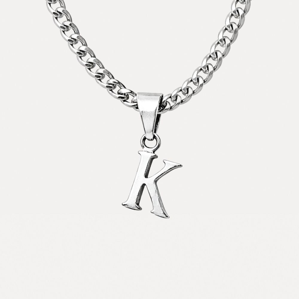 Mini Initial with Cuban Chain - Silver