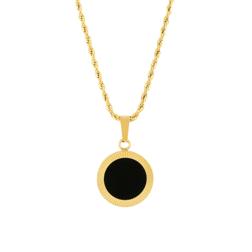 18K Gold Spiral Onyx Necklace - Men's Necklace | Twistedpendant