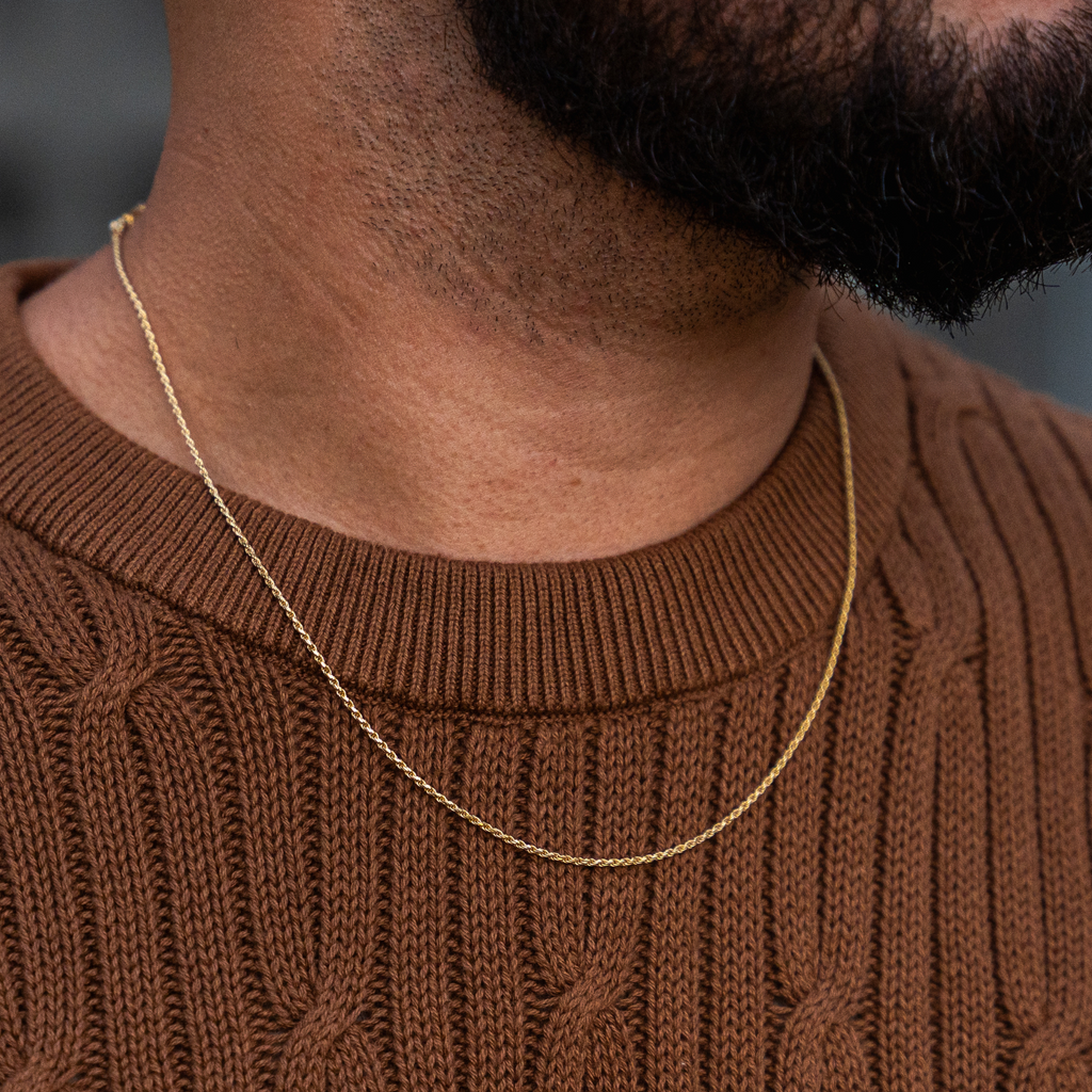 Solid gold 2025 rope chain mens