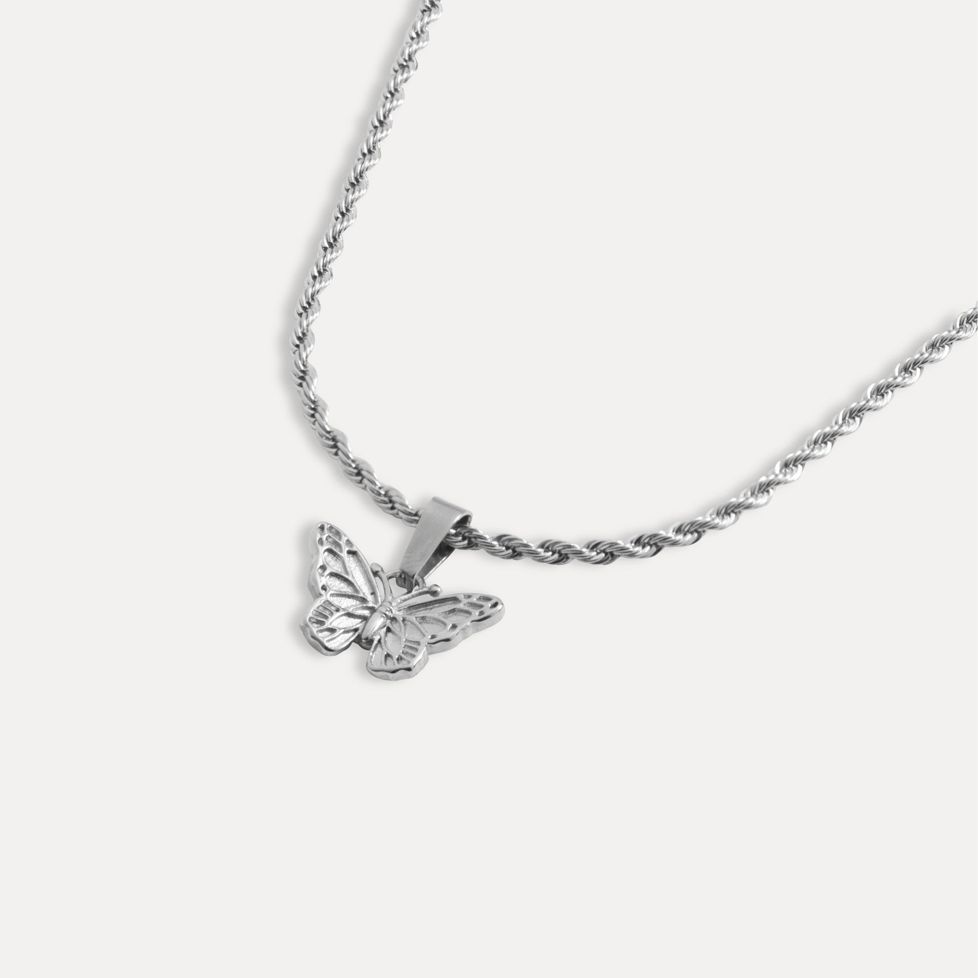 Silver Butterfly Pendant Necklace - Silver Necklace For Men By Twistedpendant