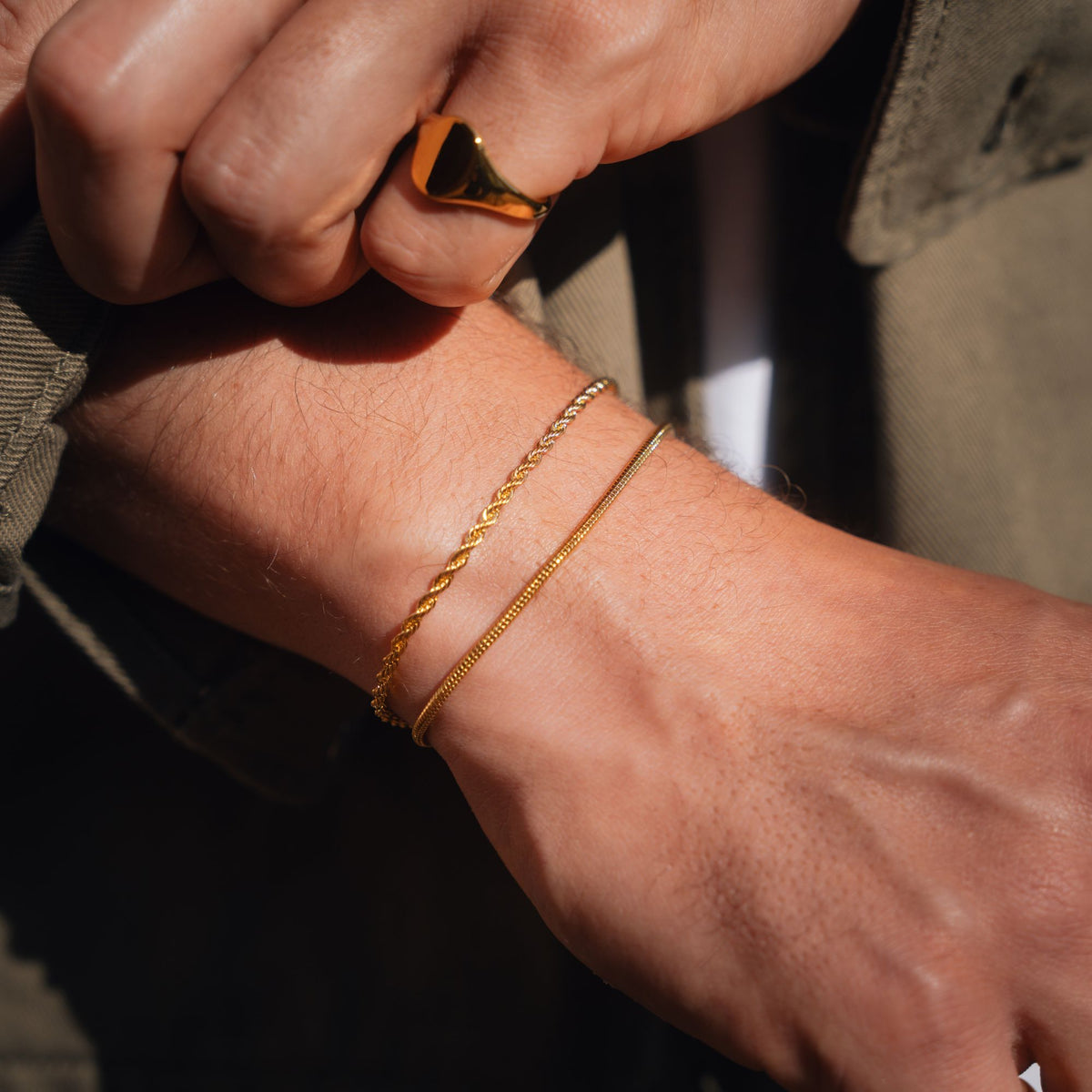 Gold Rope + Snake Stack Bracelet