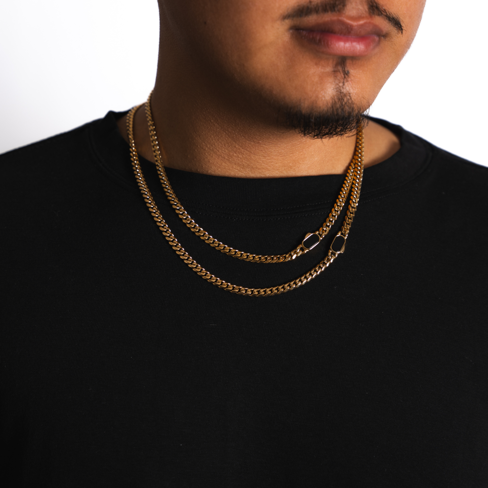 18K Gold Cuban Chain Set - Mens Bracelet & Chain Gift Set By Twistedpendant