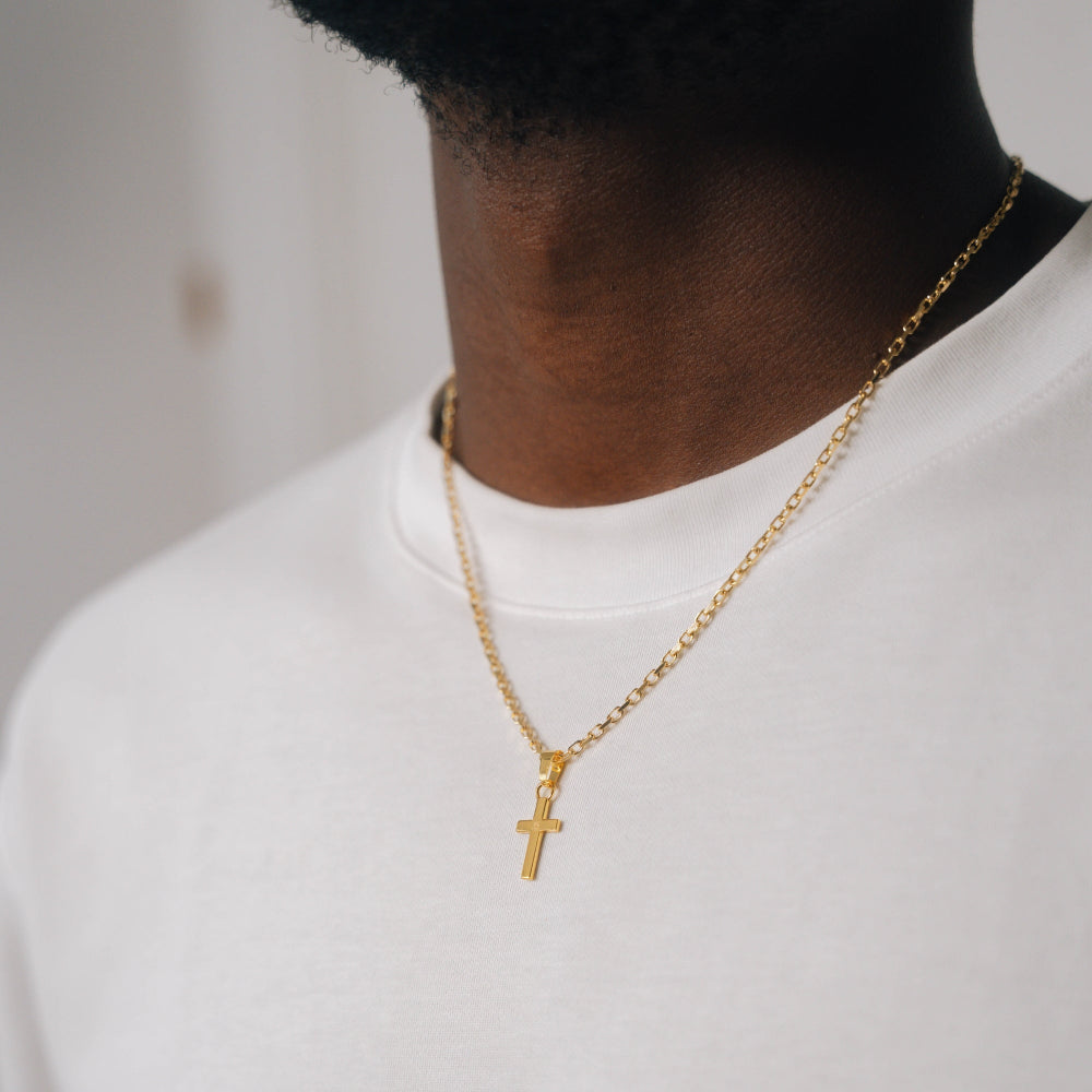 Mini Cross X Rolo Chain - 925 Silver