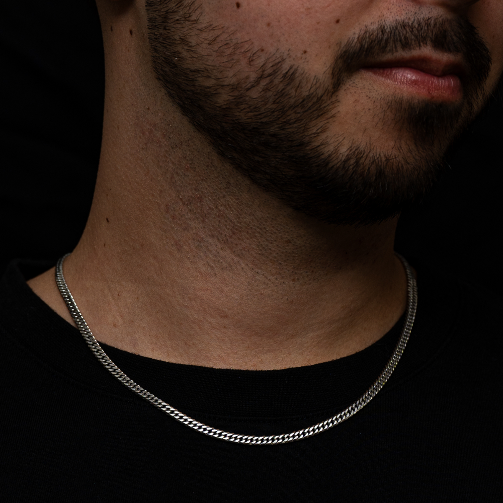 4mm Silver Double Curb Chain - Mens Silver Chain | By Twistedpendant