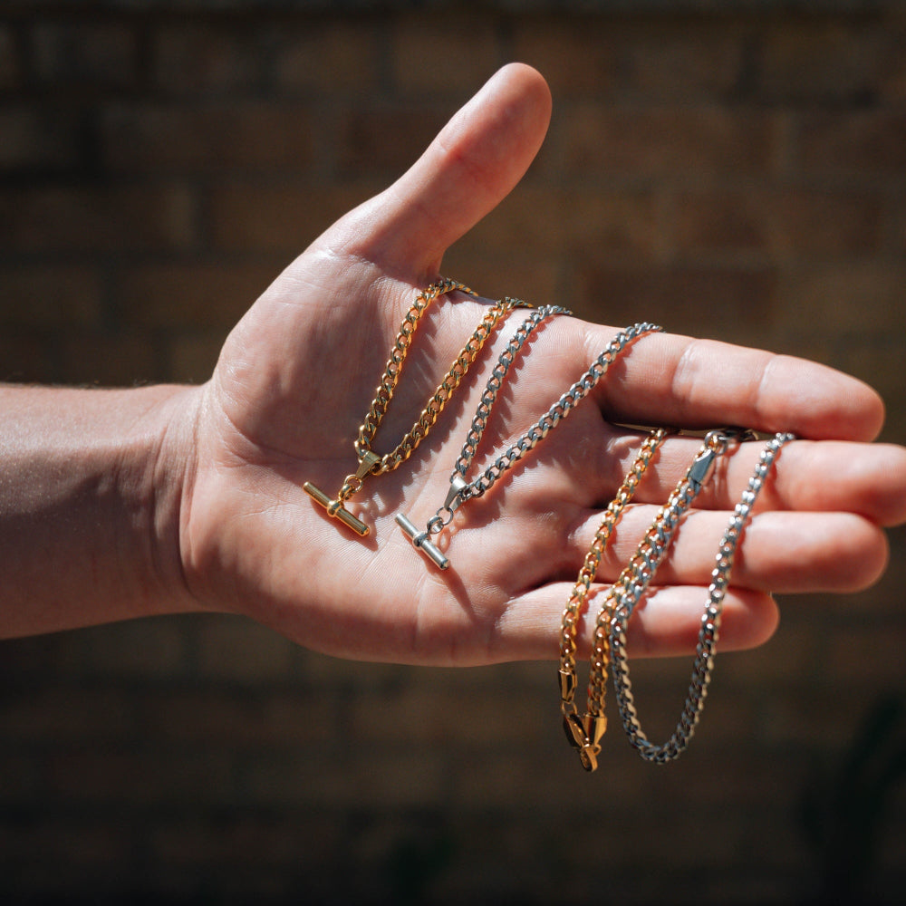 T-Bar Necklace - Silver T-Bar Pendant Necklace For Men By Twistedpendant