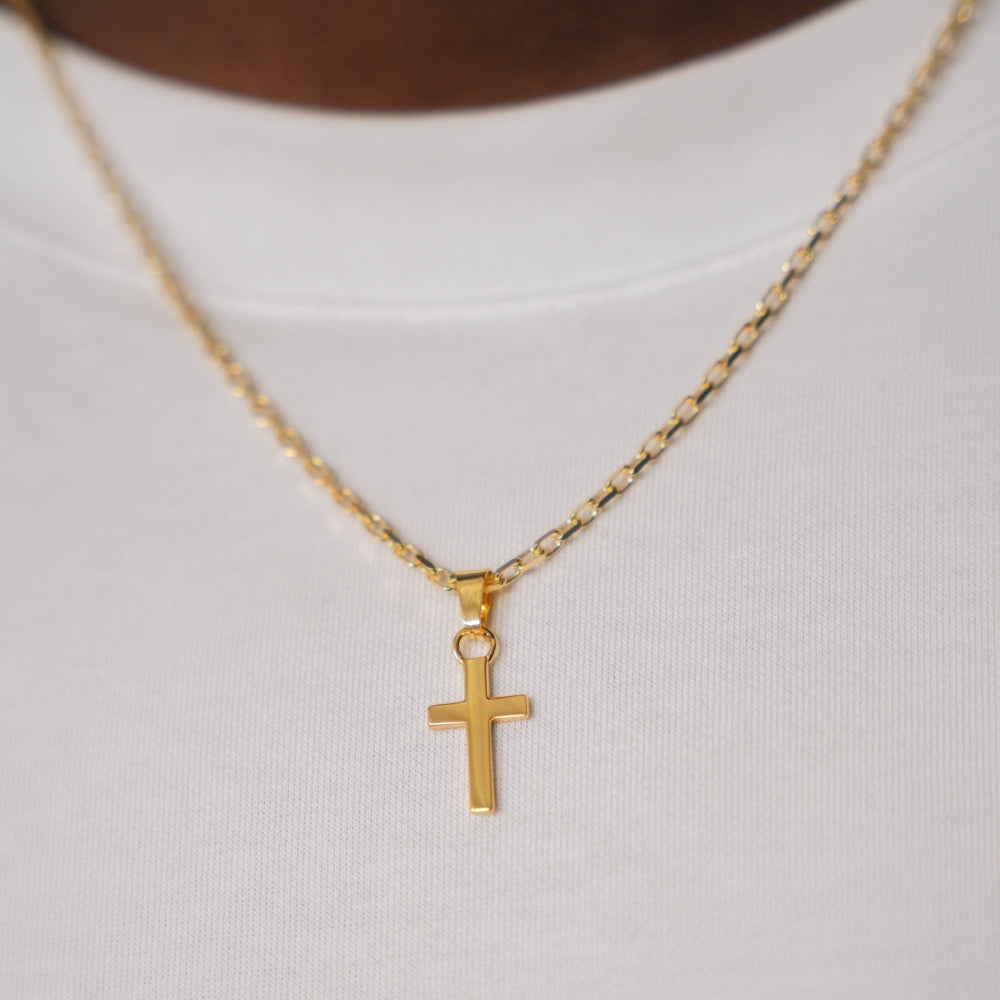 silver cross necklace with rolo silver chain by twistedpendant