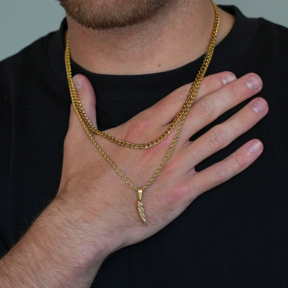 18K Gold Wing Pendant Necklace Set - By Twistedpendant