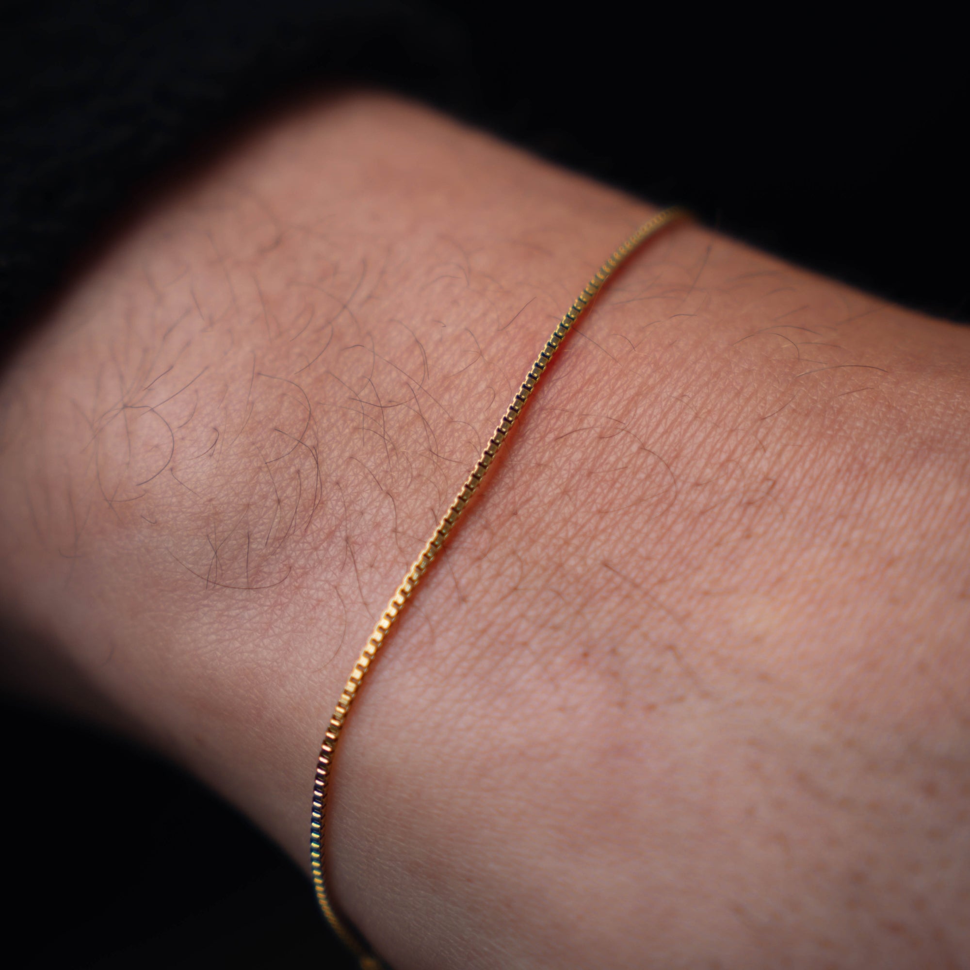 Thin Gold Box Chain (1MM) For Men - Mens Bracelets | Twistedpendant
