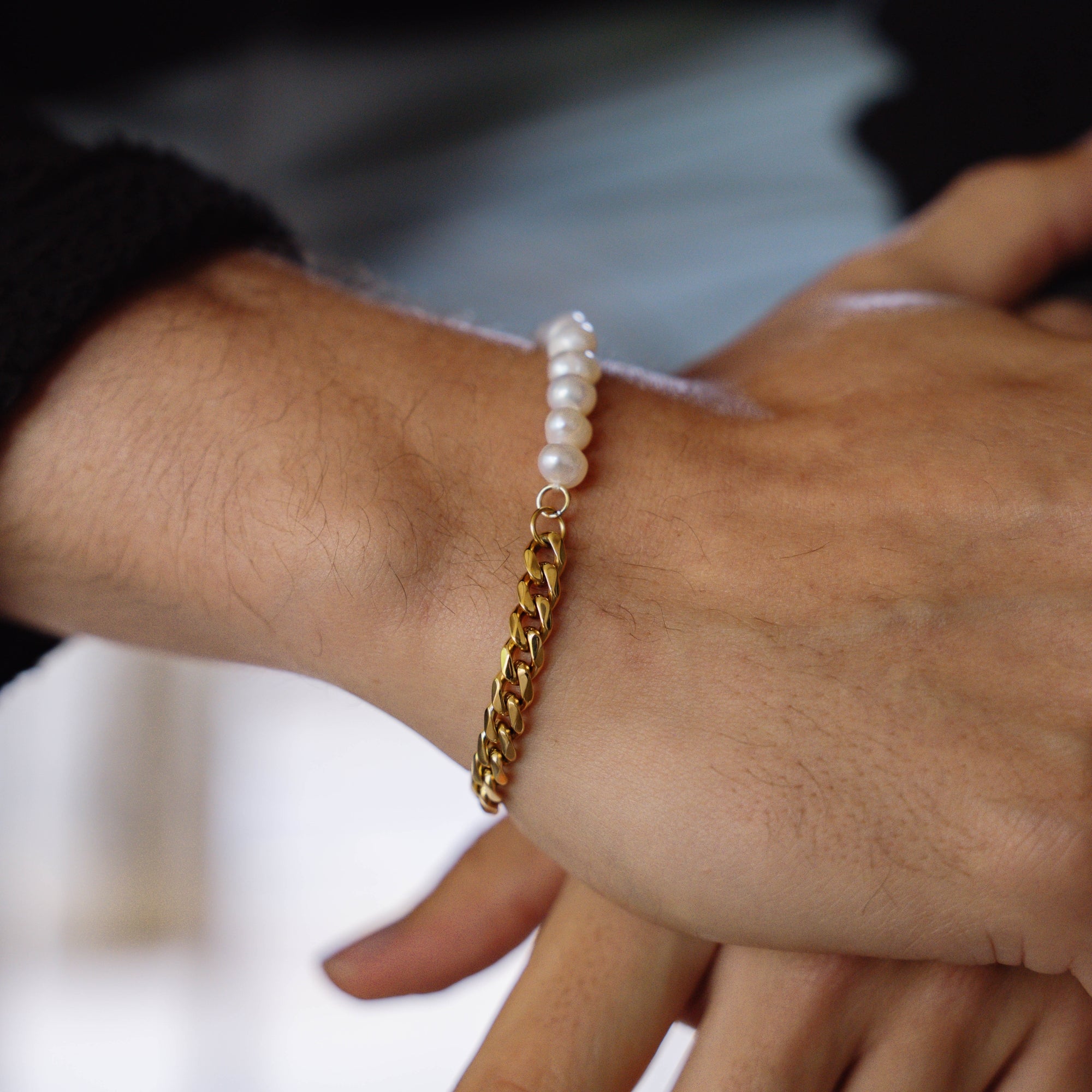 Freshwater Pearl Cuban - Gold