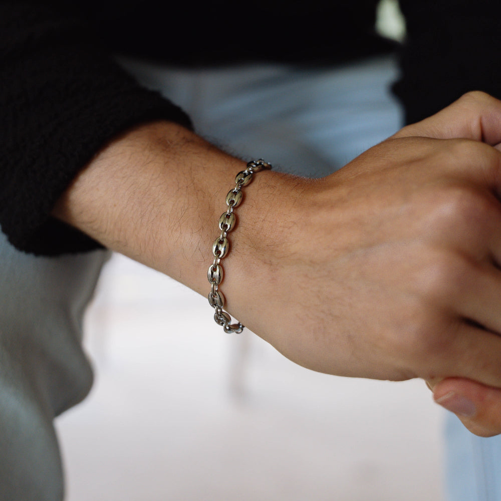 Silver Mariner Link Bracelet - Chunky Mariner Bracelet For Men