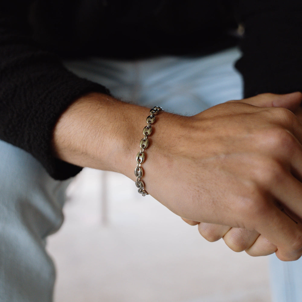 Silver Mariner Link Bracelet - Chunky Mariner Bracelet For Men
