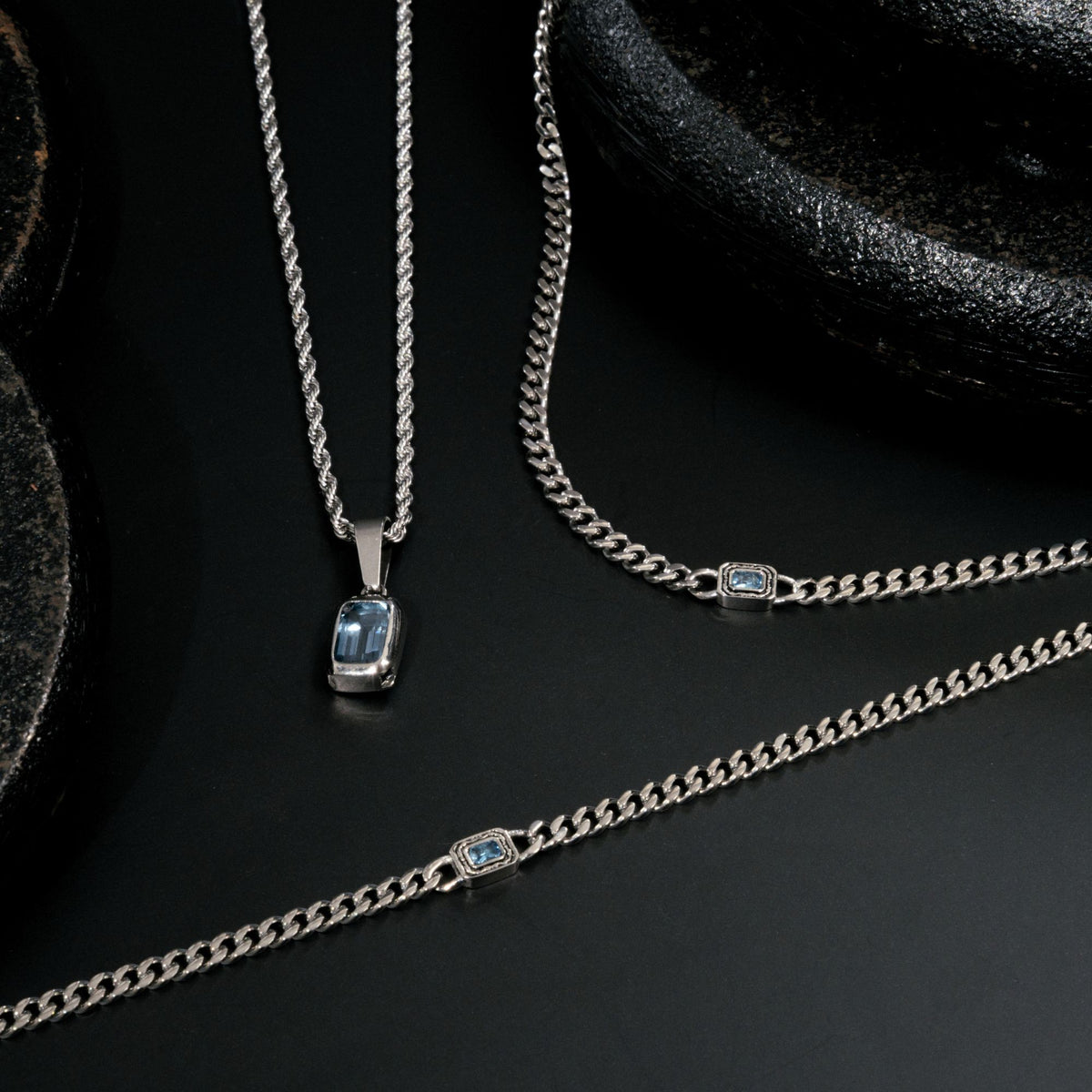 Sapphire Cuban Chain (4MM) - Silver
