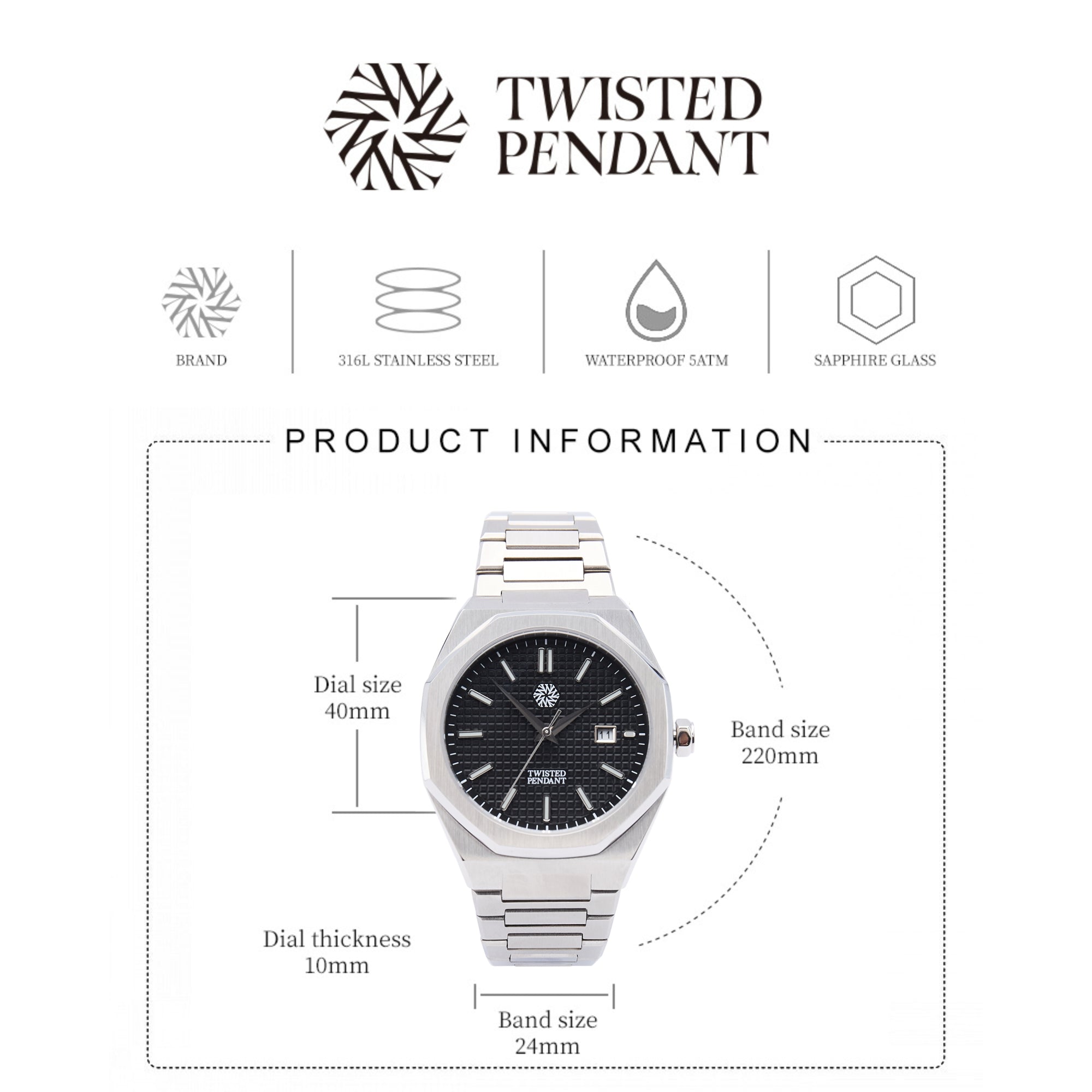 Obsidian Steel Watch (Silver)