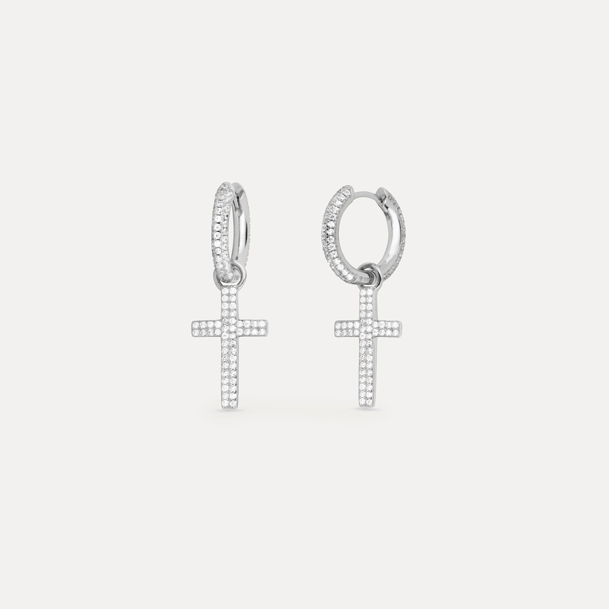 Diamond Cross Drop (Silver)