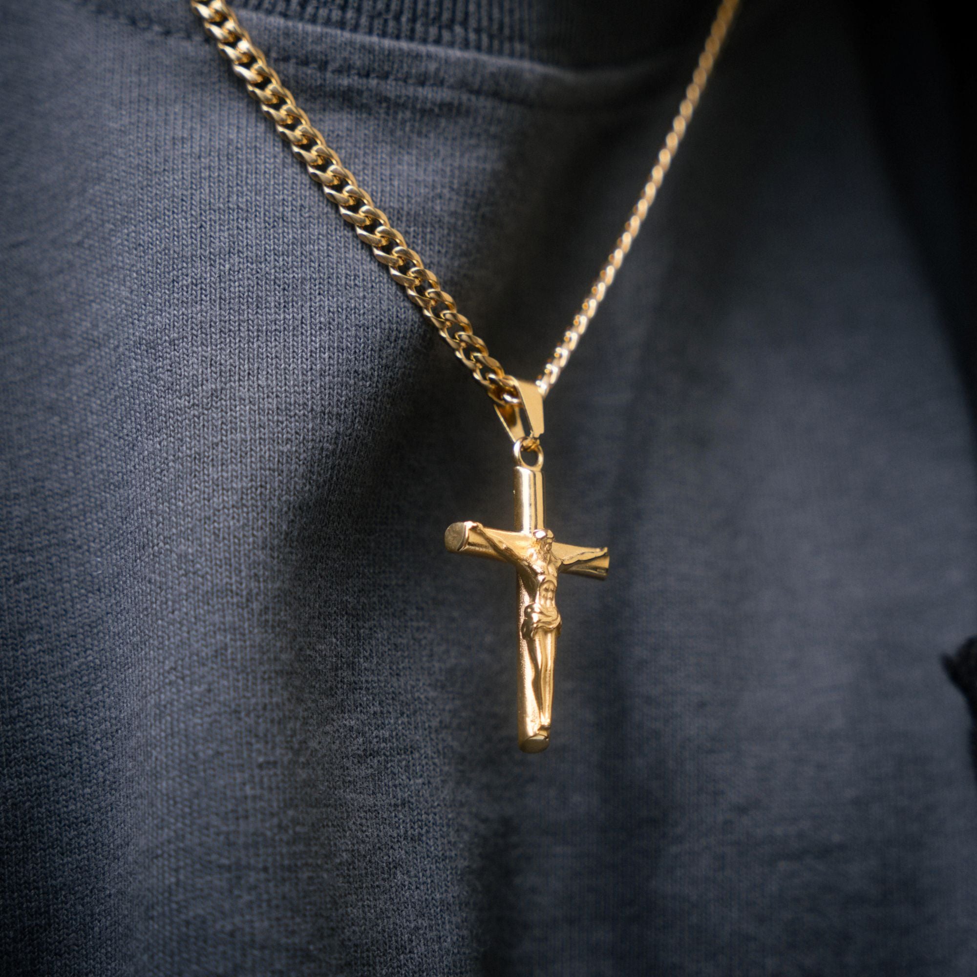 Crucifix Necklace - Mens Gold Crucifix Cross Pendant By Twistedpendant