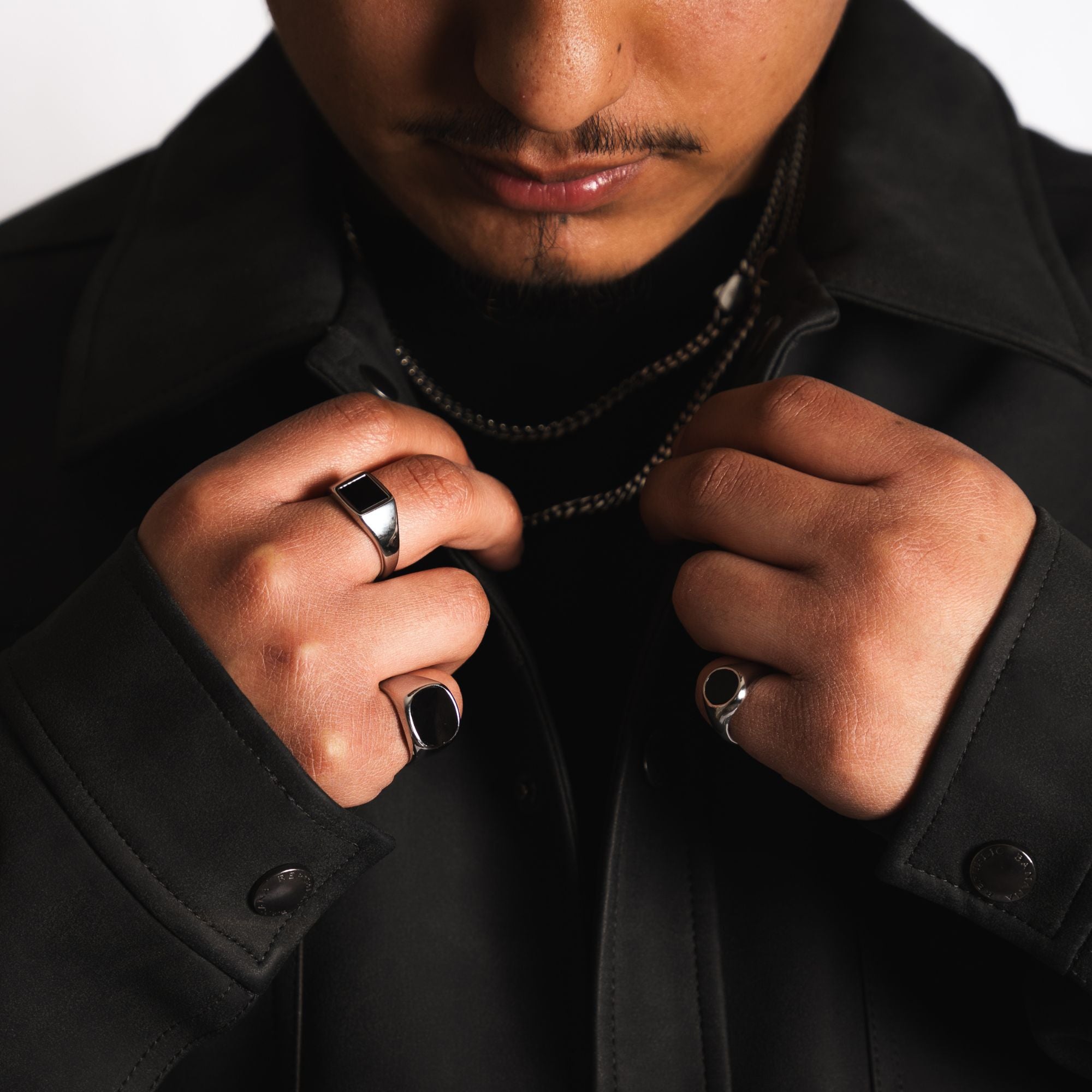 Onyx signet Ring Men - Mens Silver Singet Rings - By Twistedpendant