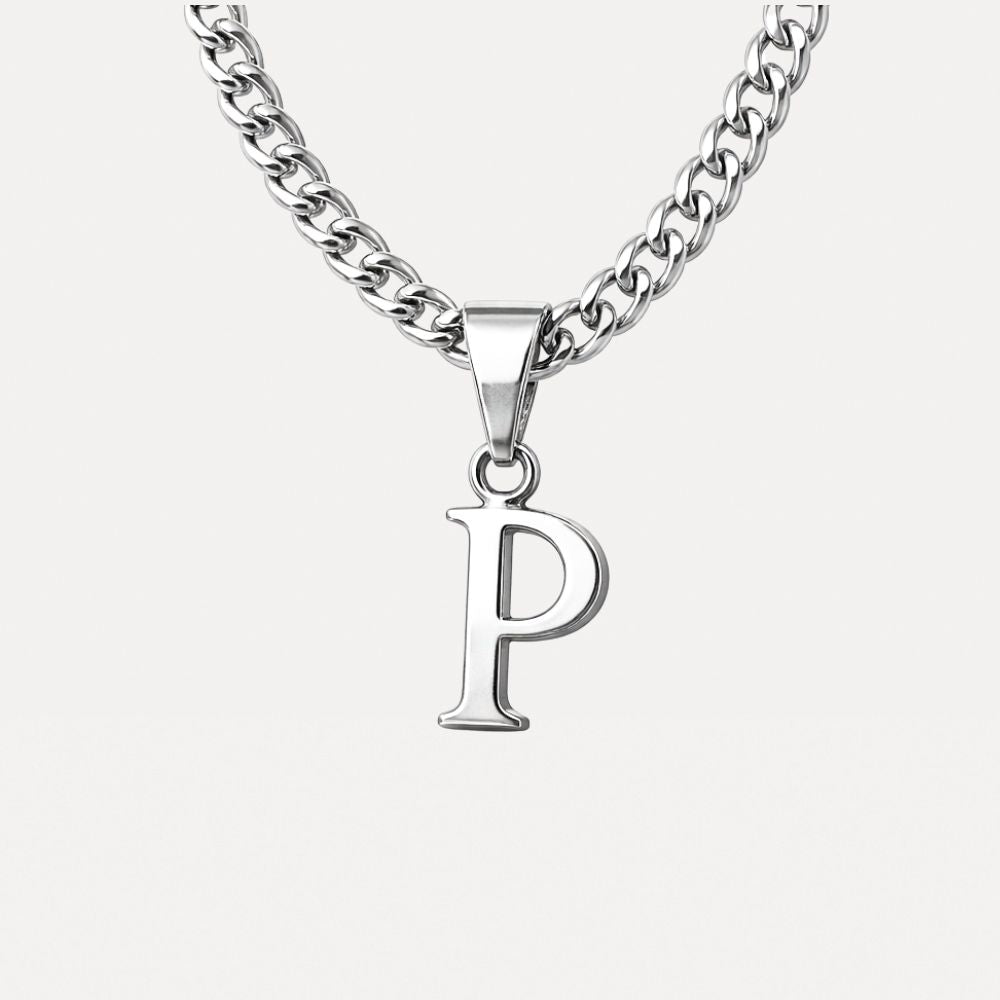 Mini Initial with Cuban Chain - Silver