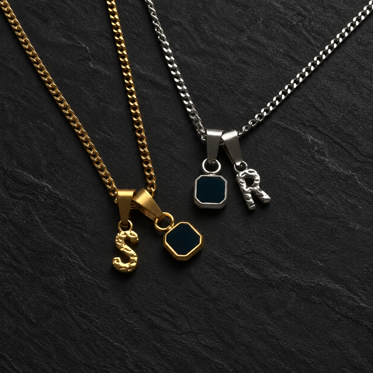 Initial X Onyx Set - Gold