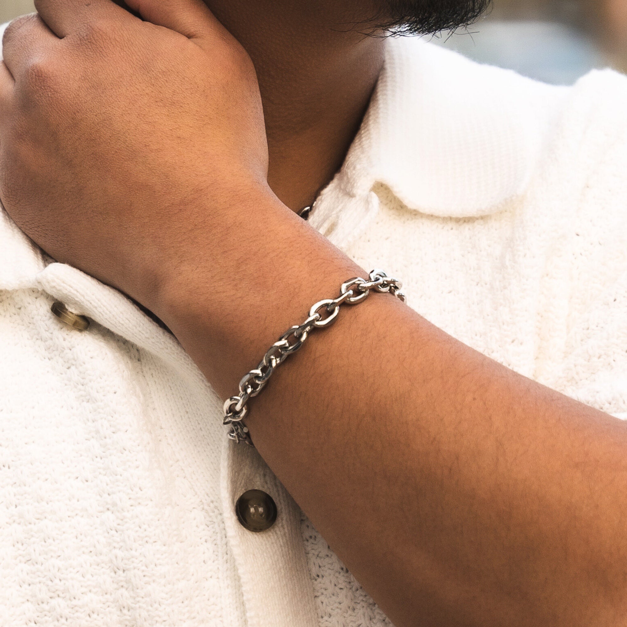 Silver Chunky Bracelet Chain - Mens Bracelets By Twistedpendant