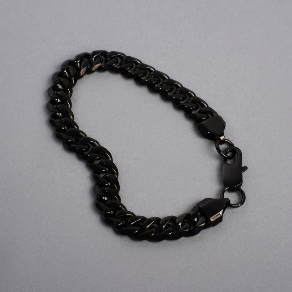 Men's Black Cuban Thick Bracelet (8MM) -Mens Bracelets | Twistedpendant