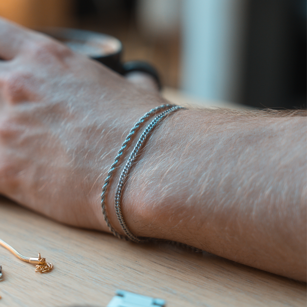 Silver Flat Cuban Bracelet Chain For Men - Men Silver Bracelet | Twistedpendant