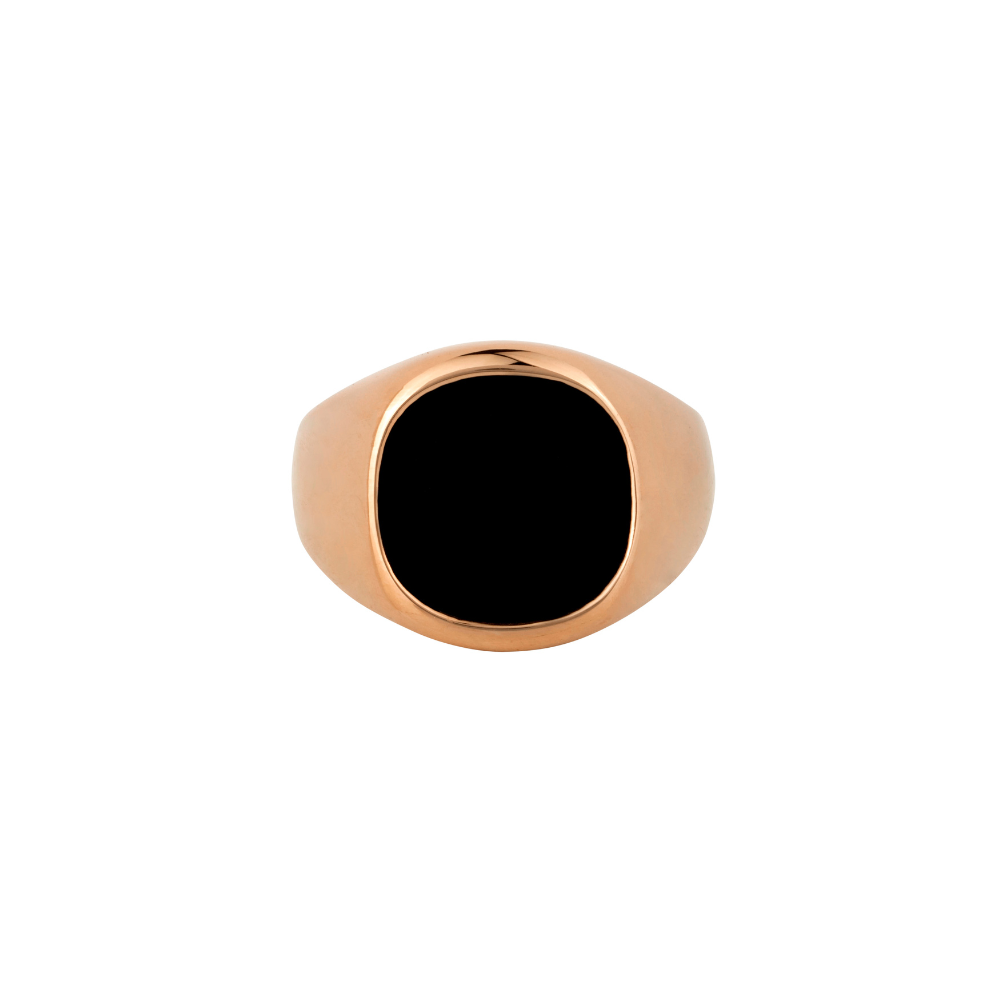 Black Polished Ring - Rose Gold