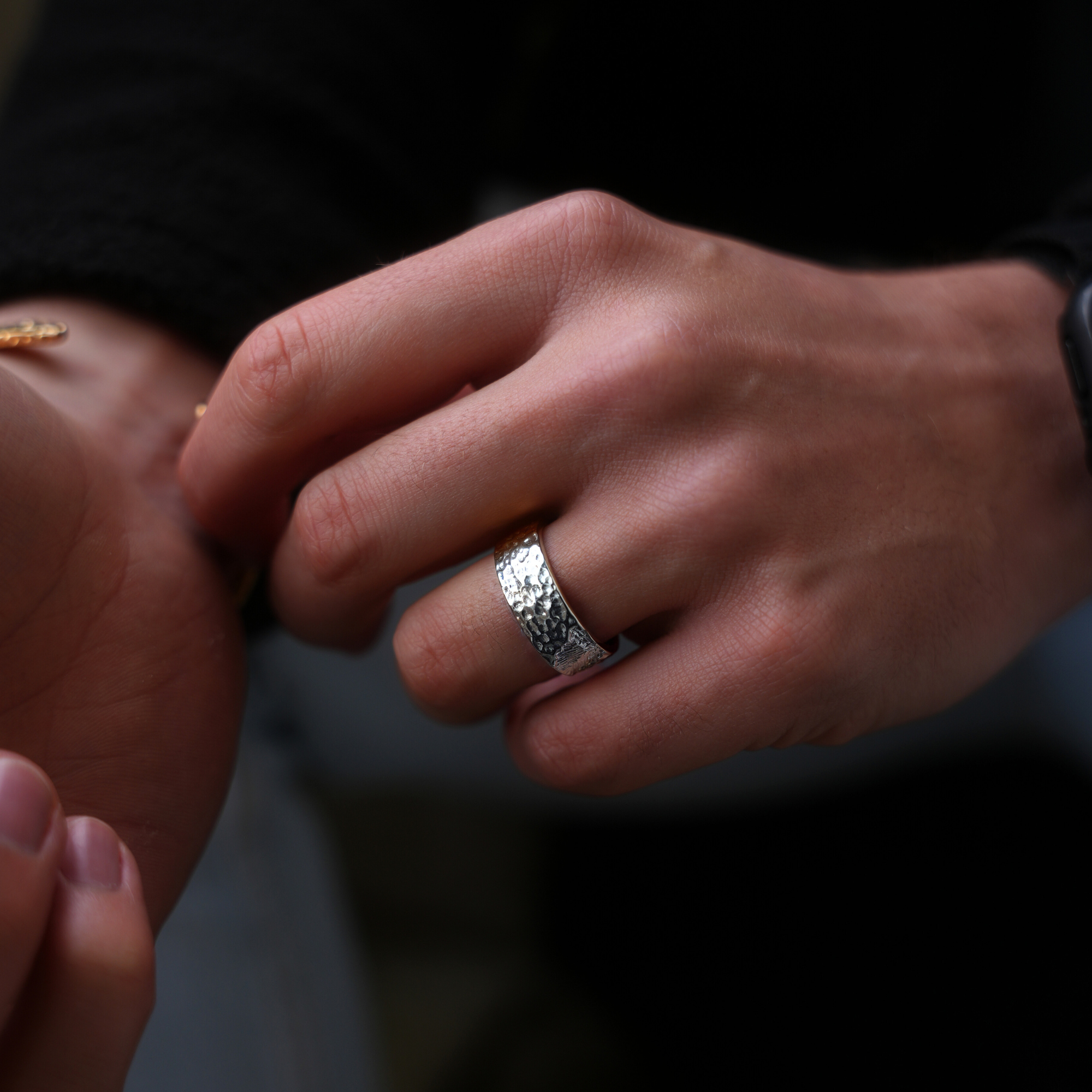 Chunky Hammered Band - Silver