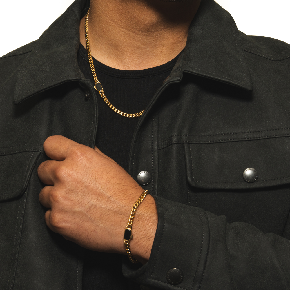 18K Gold Cuban Chain Set - Mens Bracelet & Chain Gift Set By Twistedpendant