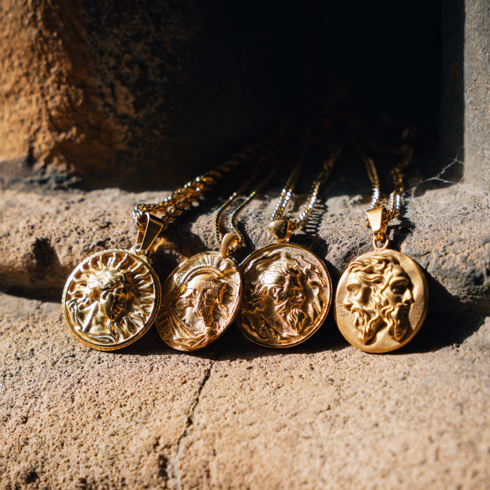 Gold Apollo Pendant Necklace - Greek God Necklace By Twistedpendant