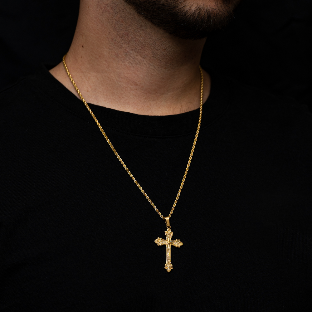 Vintage Gold Cross Pendant - Men's Gold Necklace | Twistedpendant